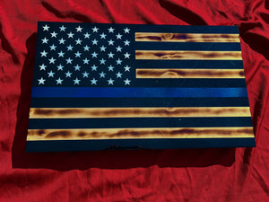 32" American Flag -Thin Blue Line Series